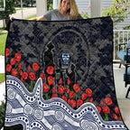 Geelong Cats ANZAC Day Quilt Indigenous Dot Art with Poppy Flower Tribute