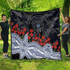 Geelong Cats ANZAC Day Quilt Indigenous Dot Art with Poppy Flower Tribute