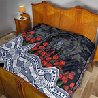 Geelong Cats ANZAC Day Quilt Indigenous Dot Art with Poppy Flower Tribute