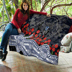 Geelong Cats ANZAC Day Quilt Indigenous Dot Art with Poppy Flower Tribute