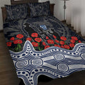 Geelong Cats ANZAC Day Quilt Bed Set Indigenous Dot Art with Poppy Flower Tribute