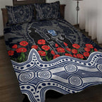 Geelong Cats ANZAC Day Quilt Bed Set Indigenous Dot Art with Poppy Flower Tribute