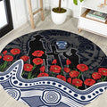 Geelong Cats ANZAC Day Round Carpet Indigenous Dot Art with Poppy Flower Tribute