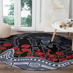 Geelong Cats ANZAC Day Round Carpet Indigenous Dot Art with Poppy Flower Tribute