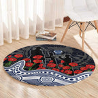 Geelong Cats ANZAC Day Round Carpet Indigenous Dot Art with Poppy Flower Tribute