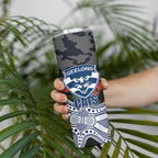 Geelong Cats ANZAC Day Skinny Tumbler Indigenous Dot Art with Poppy Flower Tribute