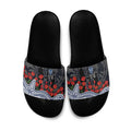 Geelong Cats ANZAC Day Slide Sandals Indigenous Dot Art with Poppy Flower Tribute
