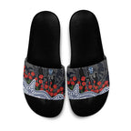 Geelong Cats ANZAC Day Slide Sandals Indigenous Dot Art with Poppy Flower Tribute