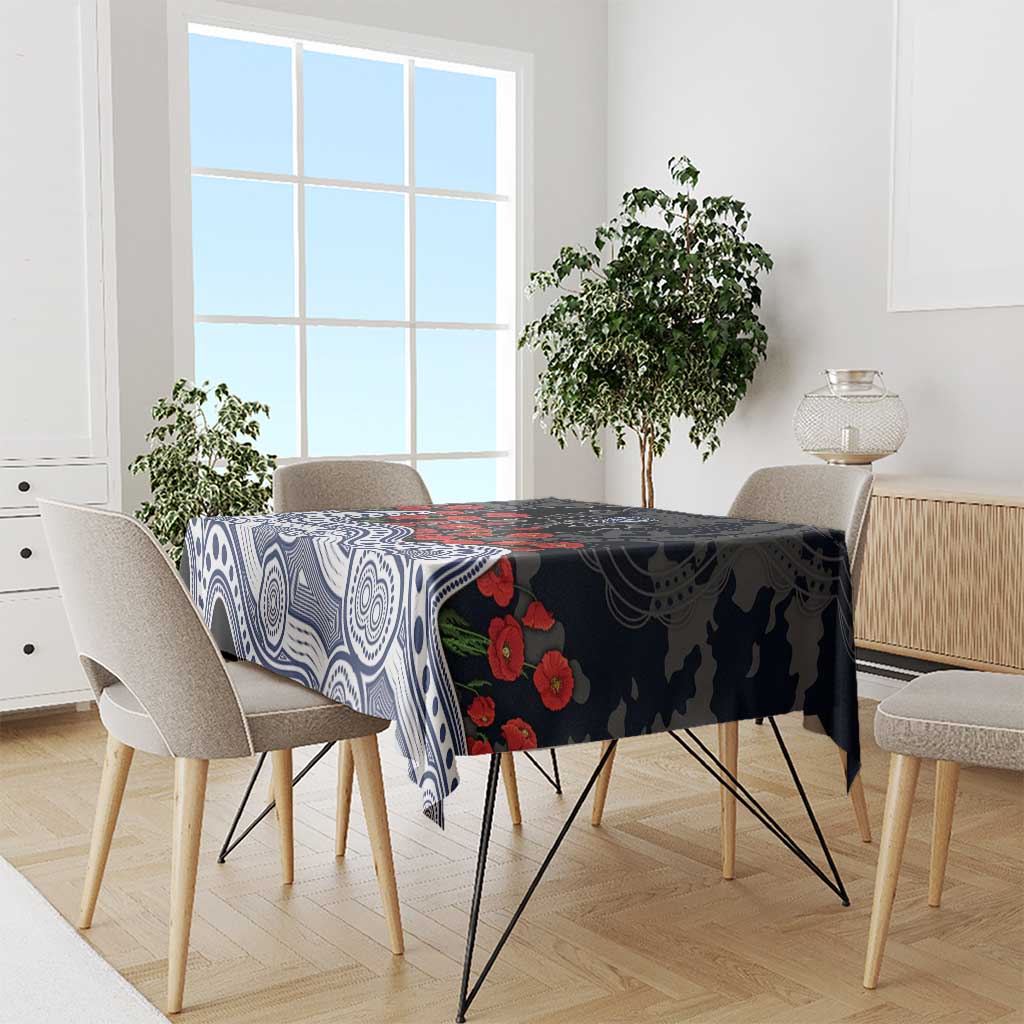 Geelong Cats ANZAC Day Tablecloth Indigenous Dot Art with Poppy Flower Tribute