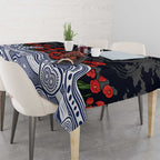 Geelong Cats ANZAC Day Tablecloth Indigenous Dot Art with Poppy Flower Tribute