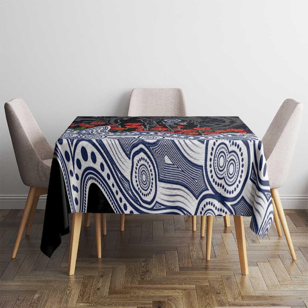 Geelong Cats ANZAC Day Tablecloth Indigenous Dot Art with Poppy Flower Tribute