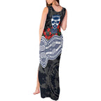 Geelong Cats ANZAC Day Tank Maxi Dress Indigenous Dot Art with Poppy Flower Tribute