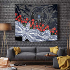 Geelong Cats ANZAC Day Tapestry Indigenous Dot Art with Poppy Flower Tribute