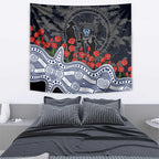 Geelong Cats ANZAC Day Tapestry Indigenous Dot Art with Poppy Flower Tribute