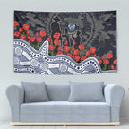 Geelong Cats ANZAC Day Tapestry Indigenous Dot Art with Poppy Flower Tribute