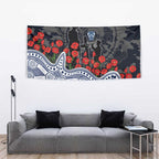 Geelong Cats ANZAC Day Tapestry Indigenous Dot Art with Poppy Flower Tribute