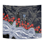 Geelong Cats ANZAC Day Tapestry Indigenous Dot Art with Poppy Flower Tribute