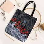 Geelong Cats ANZAC Day Tote Bag Indigenous Dot Art with Poppy Flower Tribute