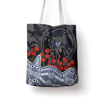 Geelong Cats ANZAC Day Tote Bag Indigenous Dot Art with Poppy Flower Tribute