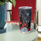 Geelong Cats ANZAC Day Tumbler Cup Indigenous Dot Art with Poppy Flower Tribute