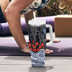 Geelong Cats ANZAC Day Tumbler With Handle Indigenous Dot Art with Poppy Flower Tribute