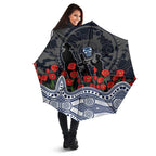 Geelong Cats ANZAC Day Umbrella Indigenous Dot Art with Poppy Flower Tribute