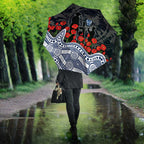 Geelong Cats ANZAC Day Umbrella Indigenous Dot Art with Poppy Flower Tribute