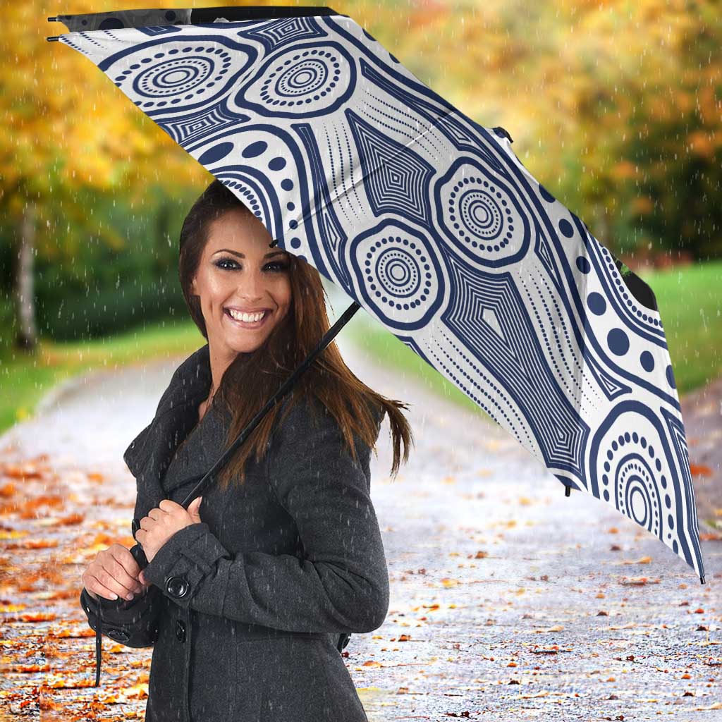 Geelong Cats ANZAC Day Umbrella Indigenous Dot Art with Poppy Flower Tribute