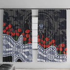 Geelong Cats ANZAC Day Window Curtain Indigenous Dot Art with Poppy Flower Tribute