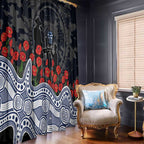 Geelong Cats ANZAC Day Window Curtain Indigenous Dot Art with Poppy Flower Tribute