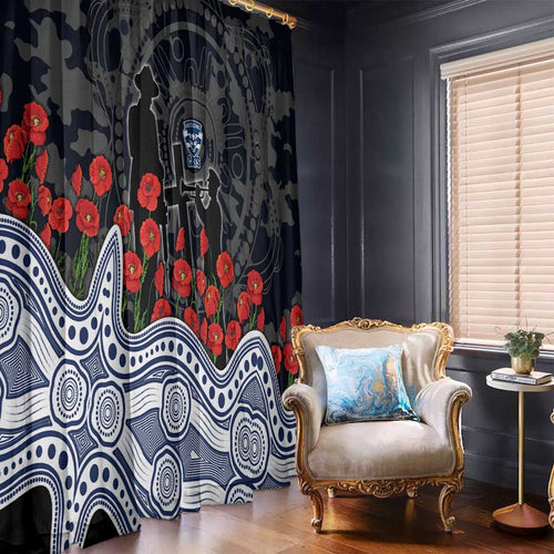 Geelong Cats ANZAC Day Window Curtain Indigenous Dot Art with Poppy Flower Tribute