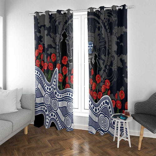 Geelong Cats ANZAC Day Window Curtain Indigenous Dot Art with Poppy Flower Tribute