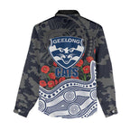 Geelong Cats ANZAC Day Women Casual Shirt Indigenous Dot Art with Poppy Flower Tribute