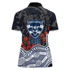 Geelong Cats ANZAC Day Women Polo Shirt Indigenous Dot Art with Poppy Flower Tribute