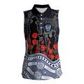 Geelong Cats ANZAC Day Women Sleeveless Polo Shirt Indigenous Dot Art with Poppy Flower Tribute