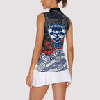 Geelong Cats ANZAC Day Women Sleeveless Polo Shirt Indigenous Dot Art with Poppy Flower Tribute