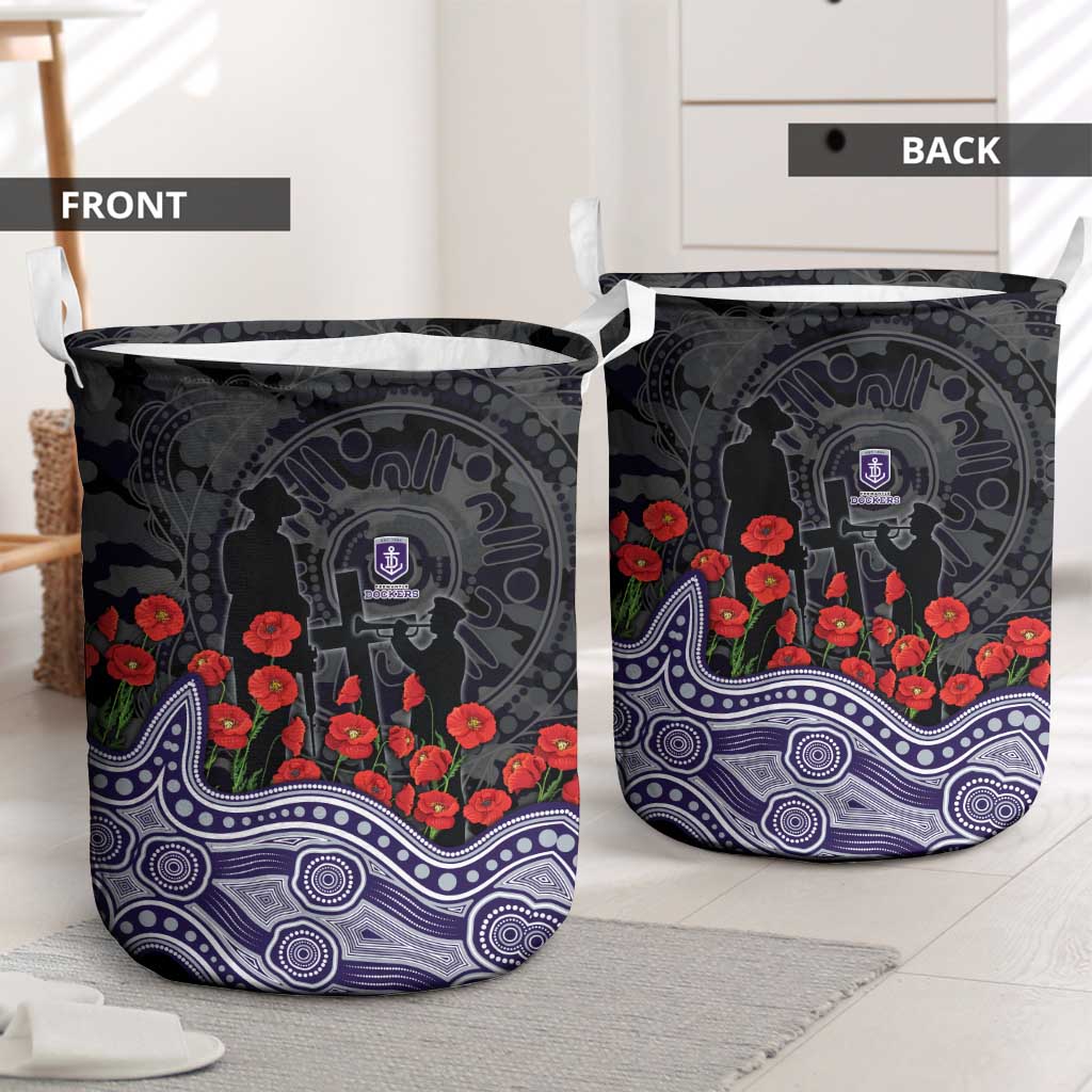 Fremantle Dockers ANZAC Day Laundry Basket Indigenous Dot Art with Poppy Flower Tribute
