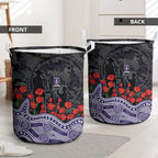 Fremantle Dockers ANZAC Day Laundry Basket Indigenous Dot Art with Poppy Flower Tribute