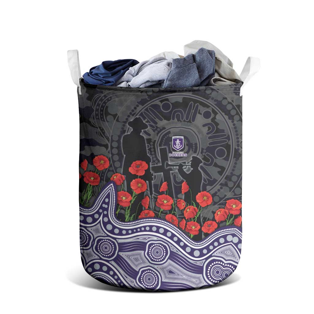 Fremantle Dockers ANZAC Day Laundry Basket Indigenous Dot Art with Poppy Flower Tribute