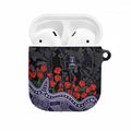 Fremantle Dockers ANZAC Day AirPods Case Indigenous Dot Art with Poppy Flower Tribute