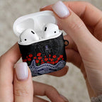 Fremantle Dockers ANZAC Day AirPods Case Indigenous Dot Art with Poppy Flower Tribute
