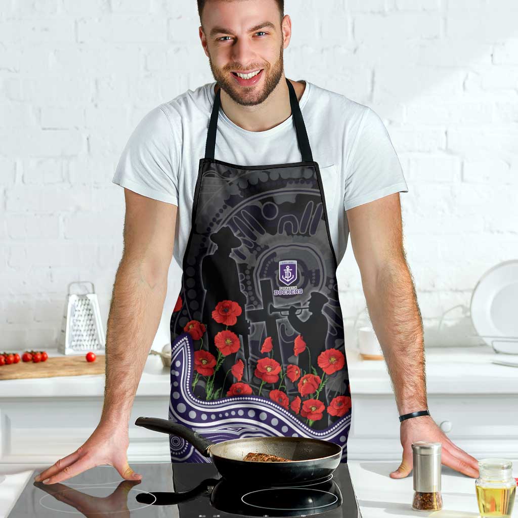 Fremantle Dockers ANZAC Day Apron Indigenous Dot Art with Poppy Flower Tribute