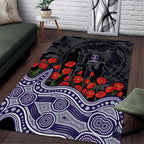 Fremantle Dockers ANZAC Day Area Rug Indigenous Dot Art with Poppy Flower Tribute
