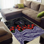 Fremantle Dockers ANZAC Day Area Rug Indigenous Dot Art with Poppy Flower Tribute