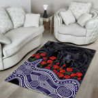 Fremantle Dockers ANZAC Day Area Rug Indigenous Dot Art with Poppy Flower Tribute