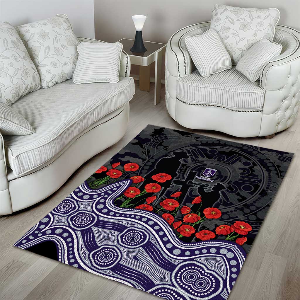 Fremantle Dockers ANZAC Day Area Rug Indigenous Dot Art with Poppy Flower Tribute
