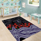 Fremantle Dockers ANZAC Day Area Rug Indigenous Dot Art with Poppy Flower Tribute
