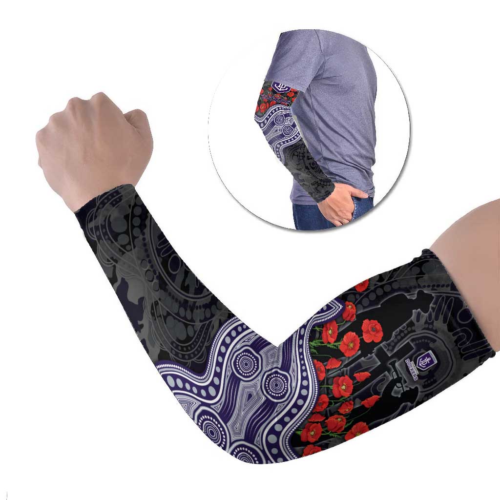 Fremantle Dockers ANZAC Day Arm Sleeves Indigenous Dot Art with Poppy Flower Tribute