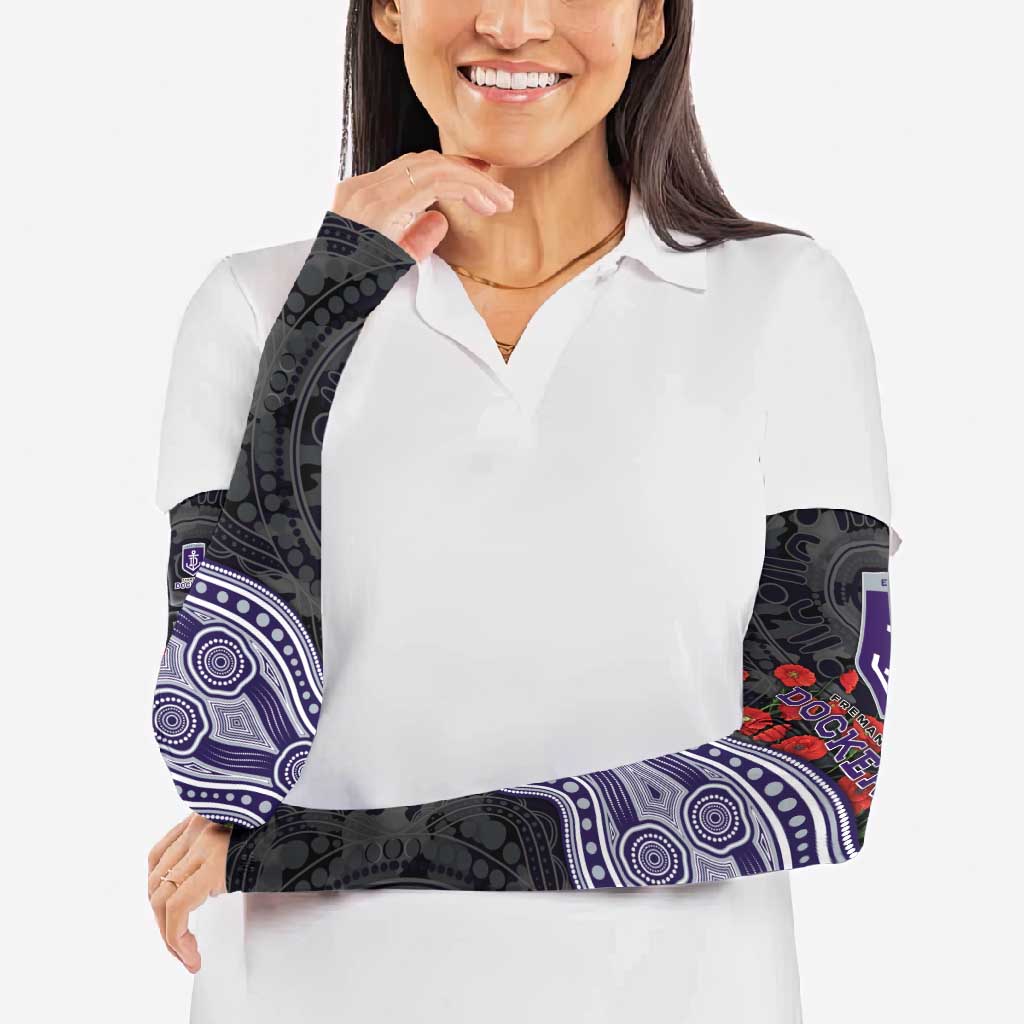 Fremantle Dockers ANZAC Day Arm Sleeves Indigenous Dot Art with Poppy Flower Tribute