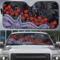 Fremantle Dockers ANZAC Day Auto Sun Shade Indigenous Dot Art with Poppy Flower Tribute